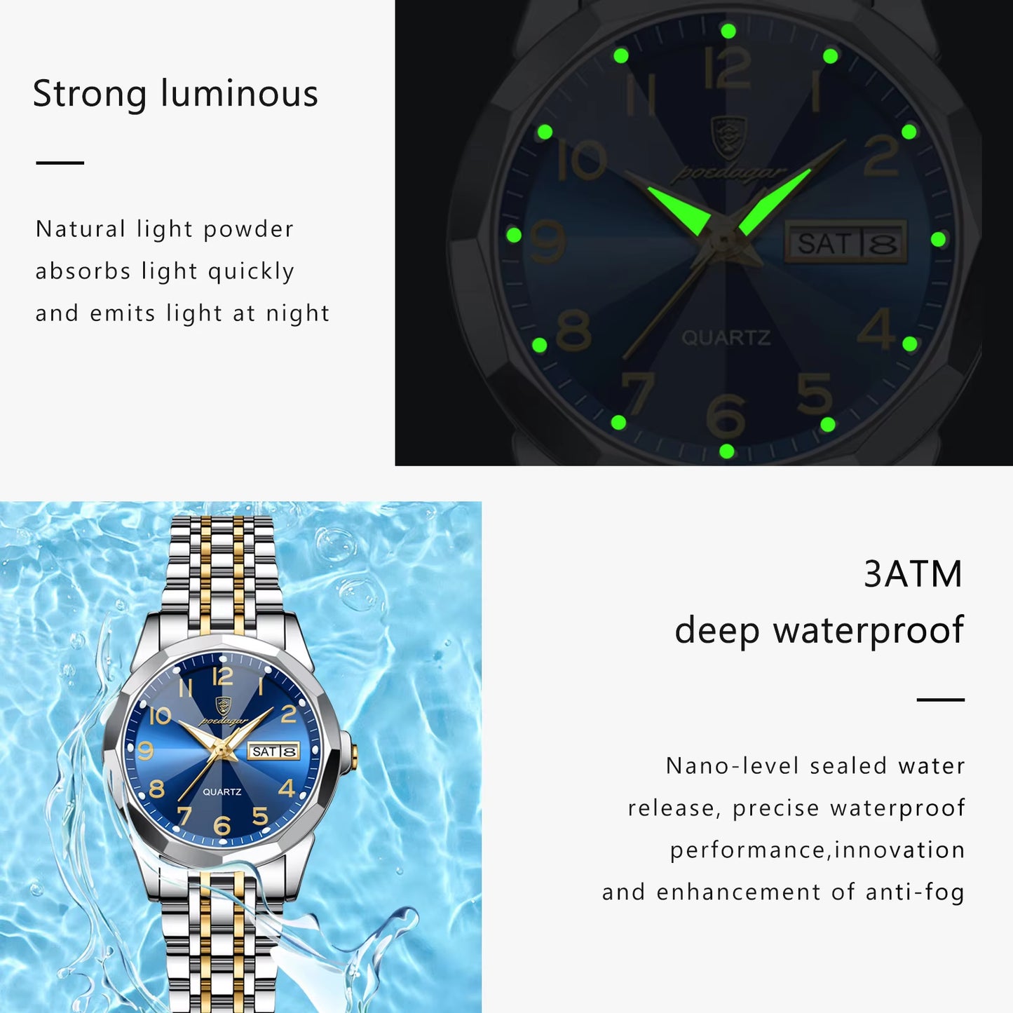 Luxury Ladies Wristwatch Waterproof Luminous Date Week Women Quartz Watch Stainless Steel Women‘S Watches Female Reloj